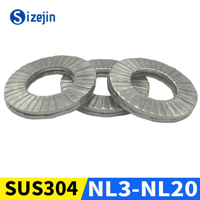 10PCS เครื่องซักผ้าหลวม Dual Stack Shock-proof Wedge-lock Self-locking ปะเก็น NL3/4/5/6/8/10/12/14/1