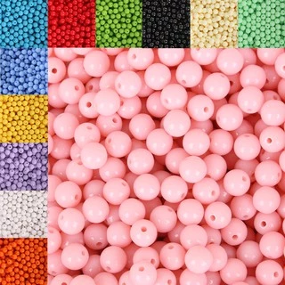 ลูกปัดอะคริลิกทรงกลมสีสันสดใส 6-8 มม. ตัวเว้นระยะ อุปกรณ์ DIY ทำสร้อยคอ สร้อยข้อมือ เครื่องประดับ