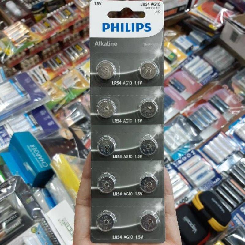 (10ก้อน) ถ่าน Philips LR1130, LR54, AG10 1.5V Alkaline Battery ของใหม่ของแท้