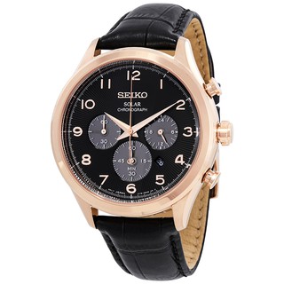 นาฬิกาข้อมือผู้ชาย Seiko Mens Solar Chronograph Stainless Steel Japanese-Quartz Watch with Leather SSC566