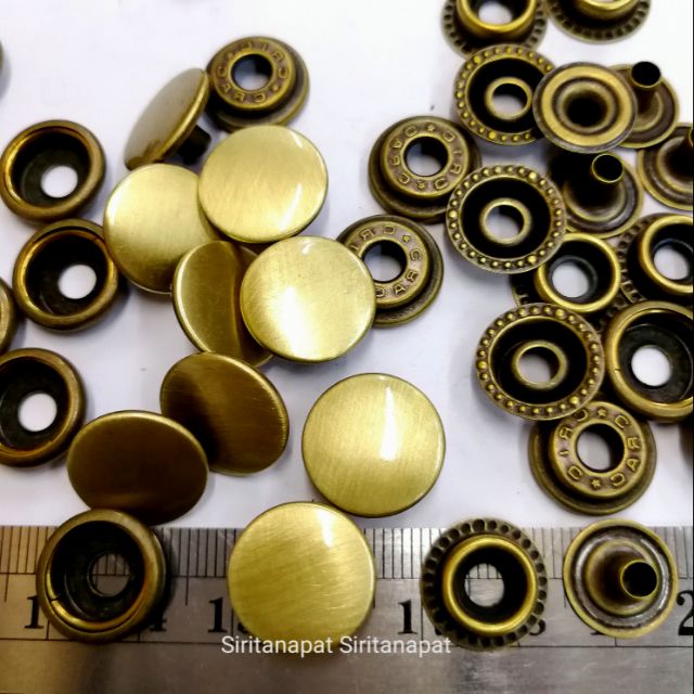 ปลีก/ส่ง กระดุม เสน็ป 15 มิล ไม่สนิม เนื้อทองเหลืองปัดเงา