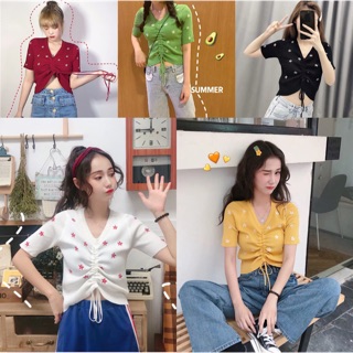 5สีน่ารัก 🌸งานนำเข้า พร้อมส่ง เสื้อไหมพรม ยืดได้เยอะมากๆ