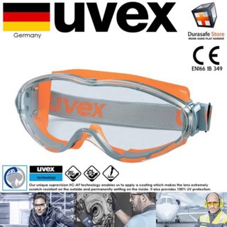 uvex 9302 ครอบตากรอบส้มเทา เลนส์ใส HC/AF (9302 ULTRASONIC OR/CLEAR LENSHC/AF)(พร้อมส่ง)