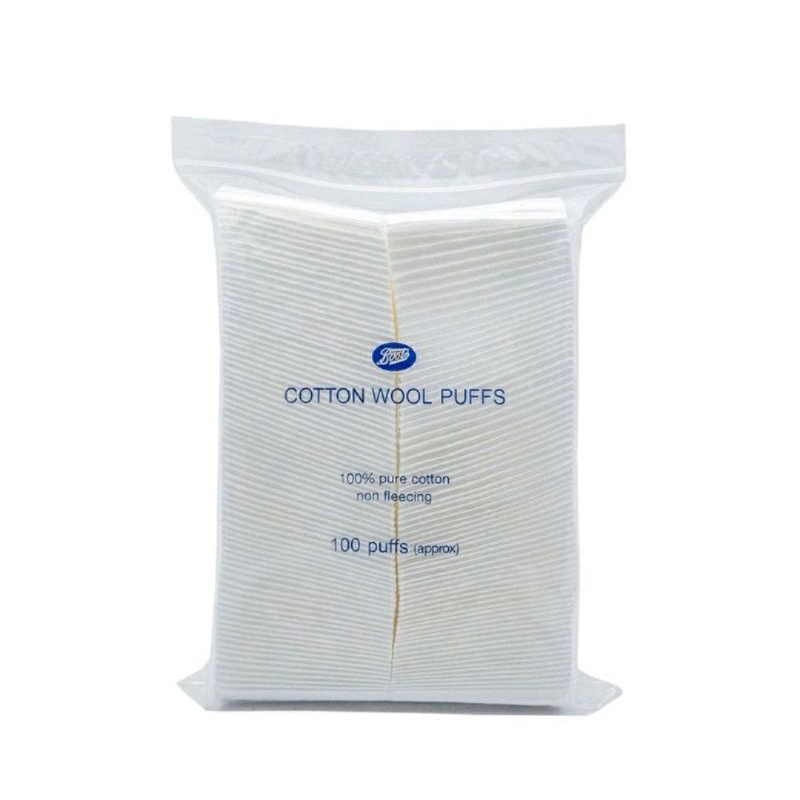 สำลี Boots cotton wool puffs  สำลีแผ่นรีดขอบและไม่รีดขอบ 100แผ่น