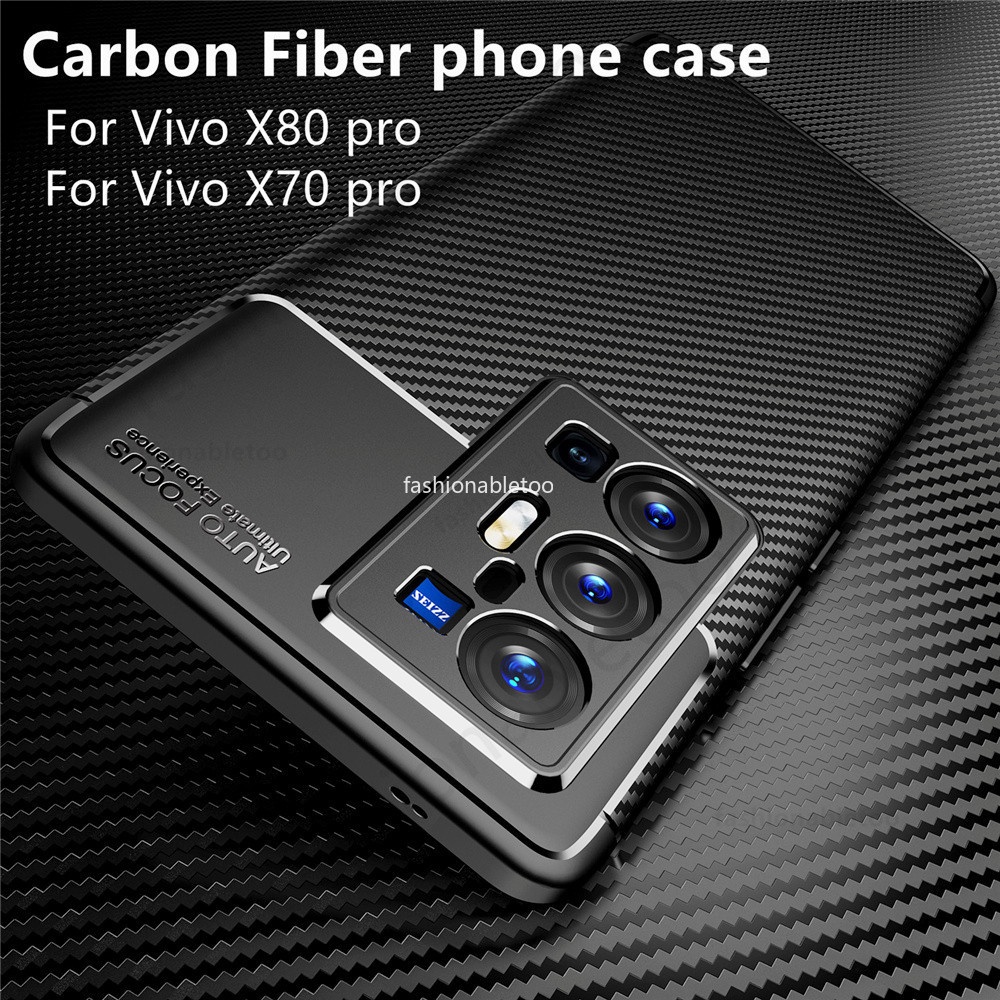 เคสโทรศัพท์มือถือ ซิลิโคนนุ่ม คาร์บอนไฟเบอร์ ผิวด้าน กันกระแทก สําหรับ Vivo X50 X60 X70 X80 pro + X80pro+ X70pro+ X60pro X50pro X 80 X 70 X 60 X 50