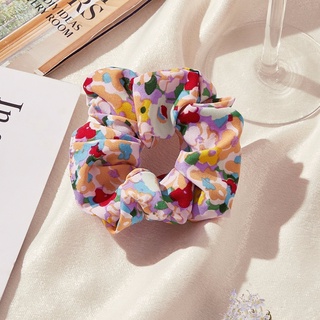 ยางมัดผมลายดอกไม้สดใส Colorful Flower Scrunchie Hair Tie