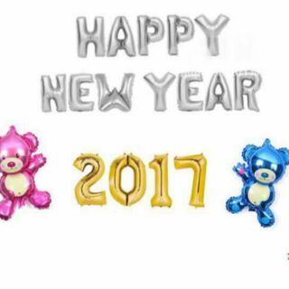 ลูกโป่งฟอยล์ HAPPY NEW YEAR 2017  +  หมี2 ตัว