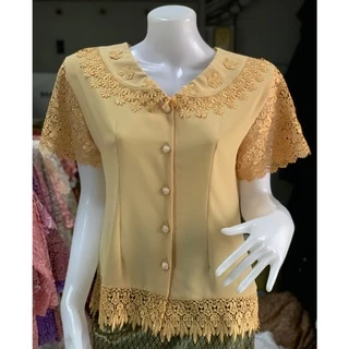 เสื้อลูกไม้คนแก่ ตัดดอก รุ่น ปกบัว