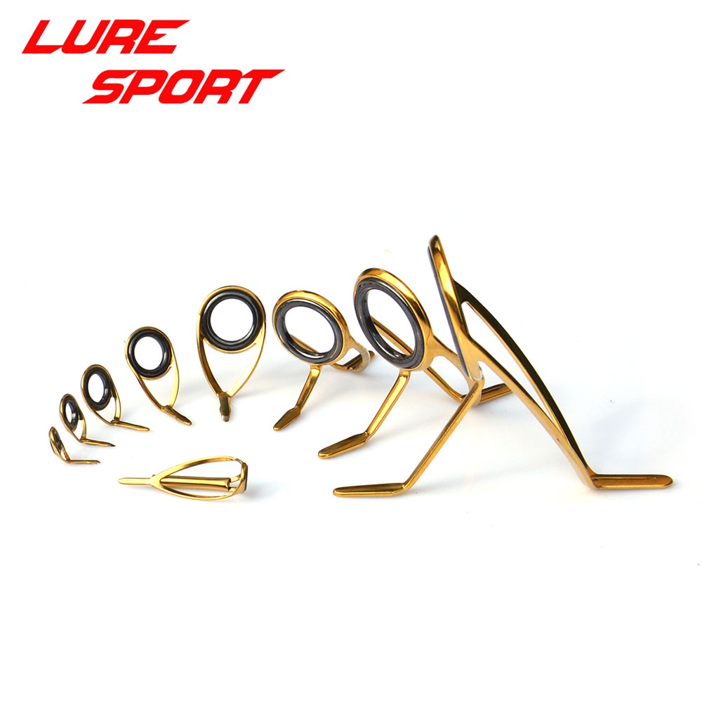 LureSport 9pcs Gold โครงเหล็กชุดคู่มือ KW30 KL16 KT6 คู่มือ MN6 Top Guide Rod Building component ซ่อ