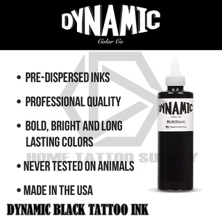 DYNAMIC BLACK TATTOO INK หมึกสักสีดำไดนามิค BLK 8 ออนซ์