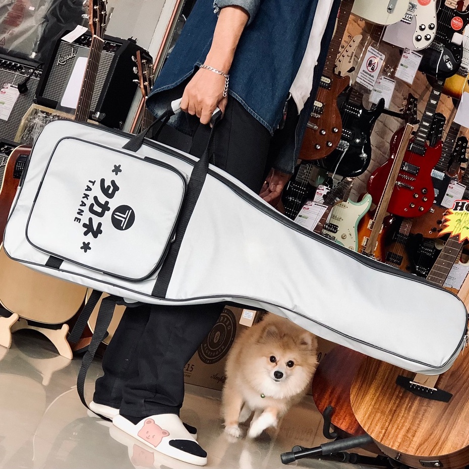 (รีวิว/ส่งด่วน📸!) กระเป๋ากีต้าร์ไฟฟ้า TAKANE ซอฟเคส สีเทา กีต้าร์ไฟฟ้า บุฟองน้ำ 5 มิล มีช่องกระเป๋า Soft Case Guitar
