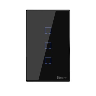 พร้อมส่ง！！ Sonoff T3US 3 Gang (WiFi + RF 433 Mhz) Black Touch Switch