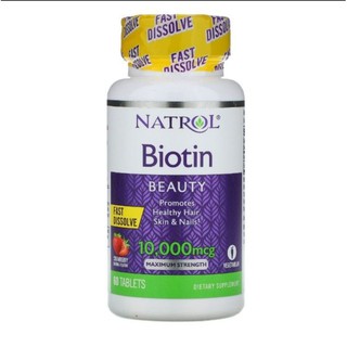 Biotin, Maximum Strength, Strawberry, 10,000 mcg, 60 Tablets