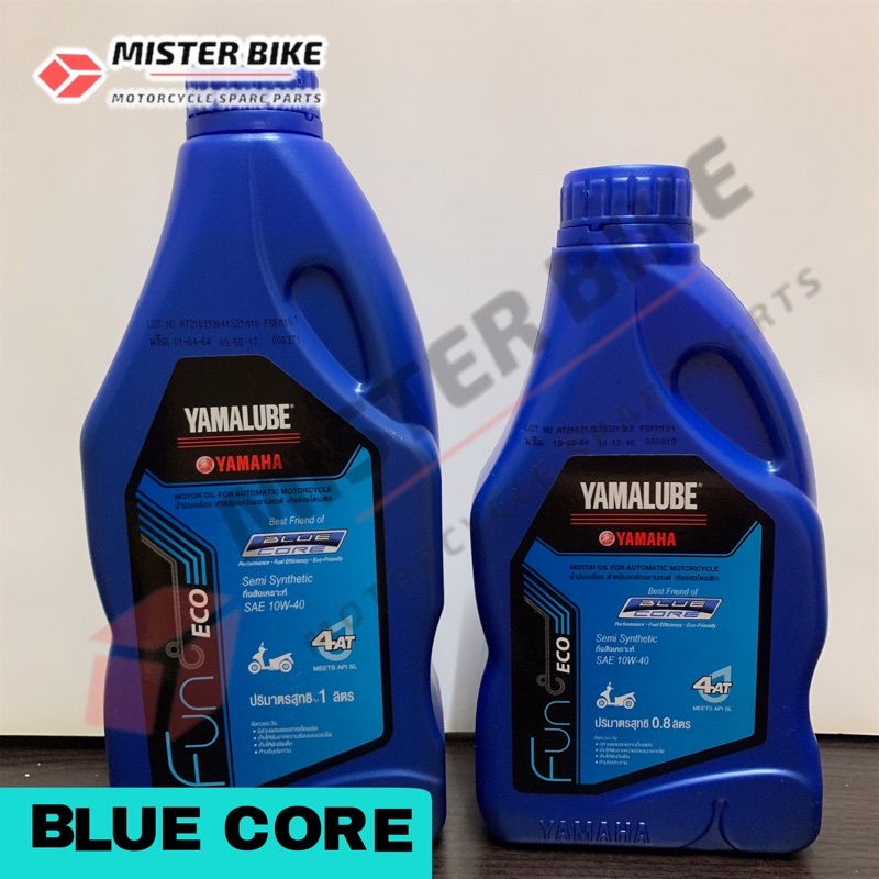 น้ำมันเครื่อง YAMALUBE Blue core กึ่งสังเคราะห์ Eco 10W-40 4AT 1 ลิตร 0.8 ลิตร (ยามาลู้ปขวดฟ้า)