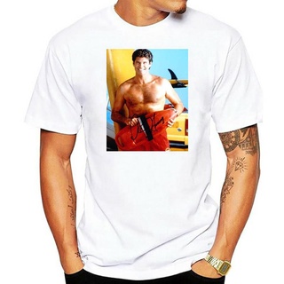 เสื้อยืดพิมพ์ลายแฟชั่น เสื้อเชิ้ต Baywatch David Hasselhoff สีขาว สําหรับผู้ชาย