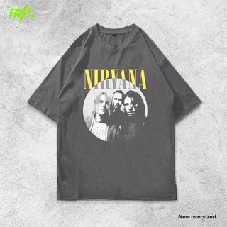 เสื้อยืด พิมพ์ลายกราฟฟิค Nirvana homage สไตล์วินเทจ โอเวอร์ไซซ์