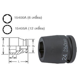 KOKEN 15405A-3/4 ลูกบ๊อกลมสั้น 5/8"-12P-3/4"