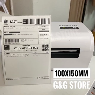 (แบบ 10 ม้วน) 100x150mm ม้วน 500แผ่น กระดาษษสติ๊กเกอร์ความร้อนชนิด Direct Thermal สำหรับเครื่องพิมพ์ฉลาก
