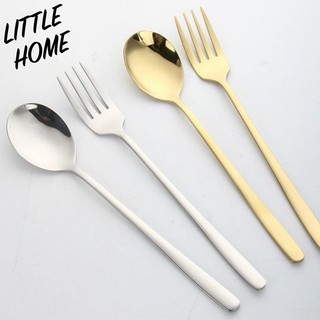 LITTLEHOME GS1000 ช้อนส้อม ช้อนส้อมเกาหลี ช้อนทอง ช้อนทองเกาหลี ช้อน ช้อนสแตนเลส 1 คู่ (T)