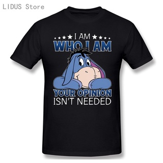 เสื้อยืดคอกลมเสื้อยืดผ้าฝ้าย 100% พิมพ์ลาย I Am Who I Am Your Opinion Isnt Needed Eeyore Version สําหรับผู้ชาย LHZYS-5XL