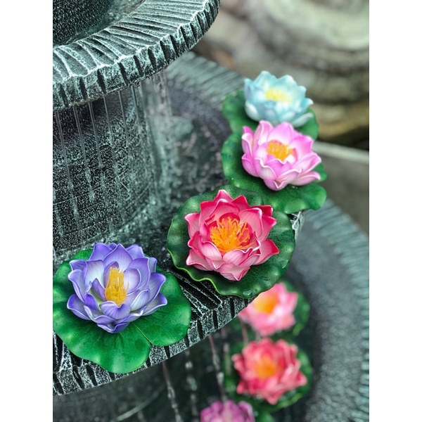 ดอกบัวลอยน้ำ ดอกบัวปลอม ขนาด 10cm มีทั้งหมด12สี (กดซื้อ10ดอกได้ราคาส่ง)