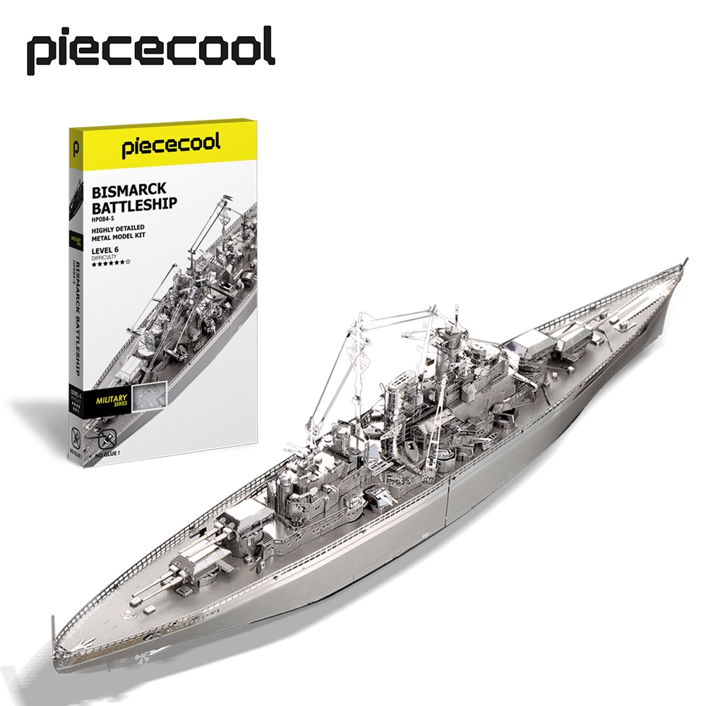 Piececool Metal 3D Model Kit Bismarck Battleship Warship Model Building Kit