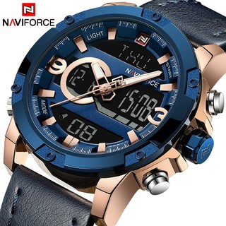 NAVIFORCE ใหม่ นาฬิกาข้อมือชาย LED นาฬิกาดิจิตอล อนาล็อก