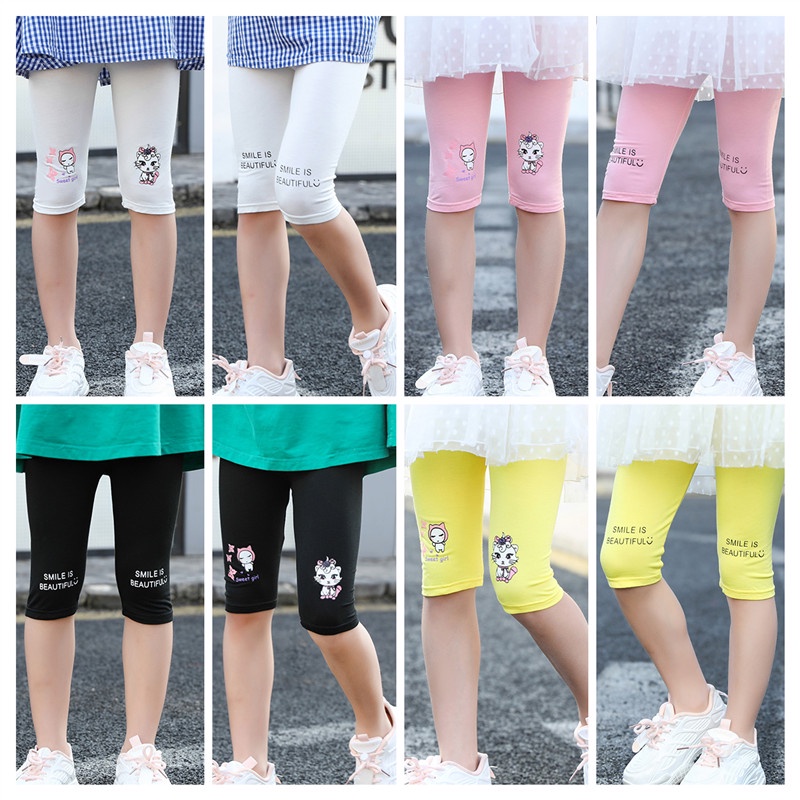 LFKids Cropped Leggings 100-160 ซม. Modal Girls กางเกงขาสั้นรัดรูปสําหรับฤดูร้อน - รูปที่ 2