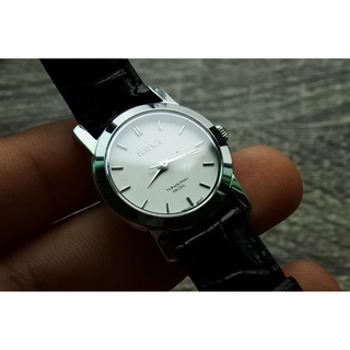 นาฬิกา Vintage มือสองญี่ปุ่น ELVENCE SWISS MOVE TUNSTEN BEZELระบบQuartz ผู้ชาย ทรงกลม กรอบtitanium หน้าขาว หน้าปัด 26mm