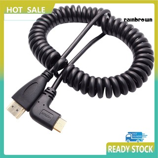 RXL สายเคเบิลอะแดปเตอร์สปริง HDMI เป็น HDMI ตัวผู้ 90 องศา สําหรับ SLR PC