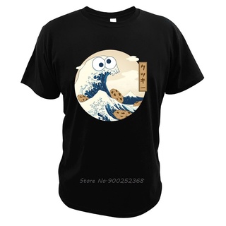 [100% Cotton] เสื้อยืด ผ้าฝ้าย พิมพ์ลาย The Great Wave Off Kanagawa Cookie Monster สไตล์สตรีท