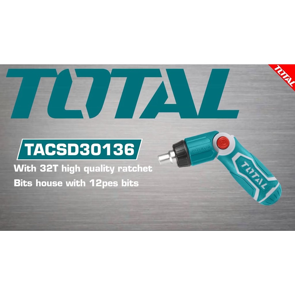 Total ไขควงด้ามฟรี พร้อมดอกไขคว 13 ตัวชุด รุ่น TACSD30136