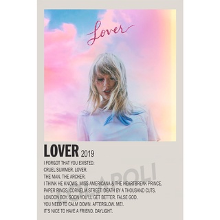 โปสเตอร์ มันวาว พิมพ์ด้านเดียว ขนาด A5 14.8 ซม. x 21 ซม. รูปปกอัลบั้ม Lover - Taylor Swift