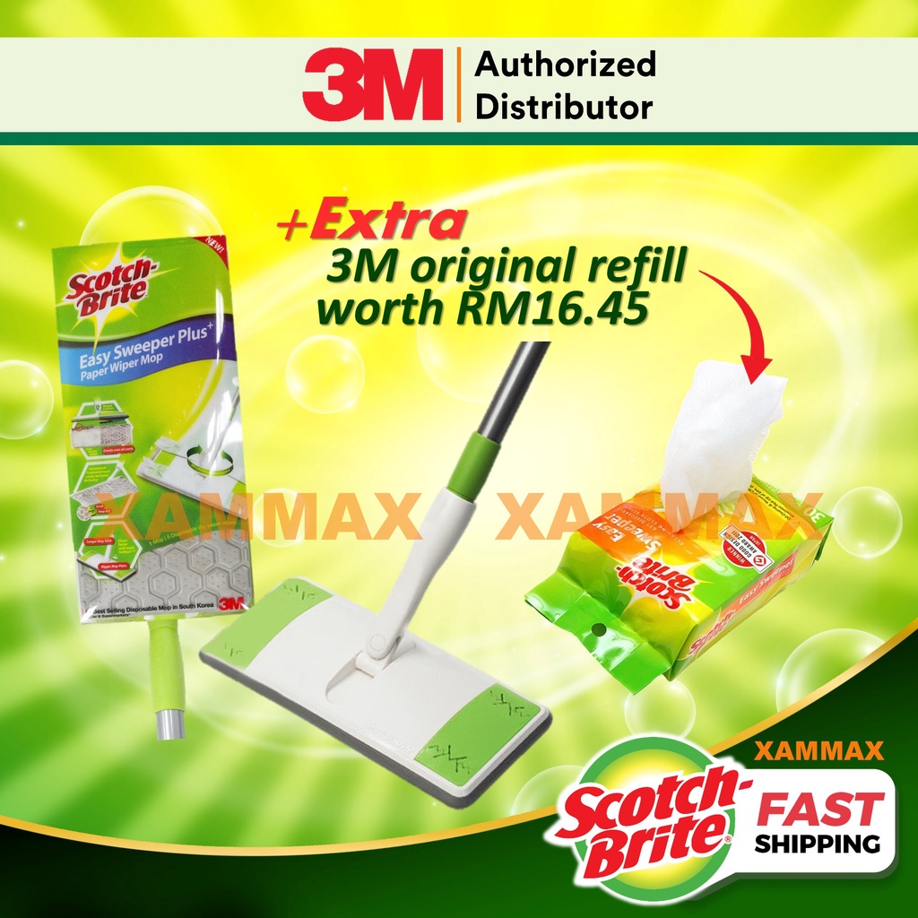 3M Scotch Brite - Easy Sweeper Plus + แผ่นซับปัดน้ําฝนกระดาษแบบใช้แล้วทิ้ง
