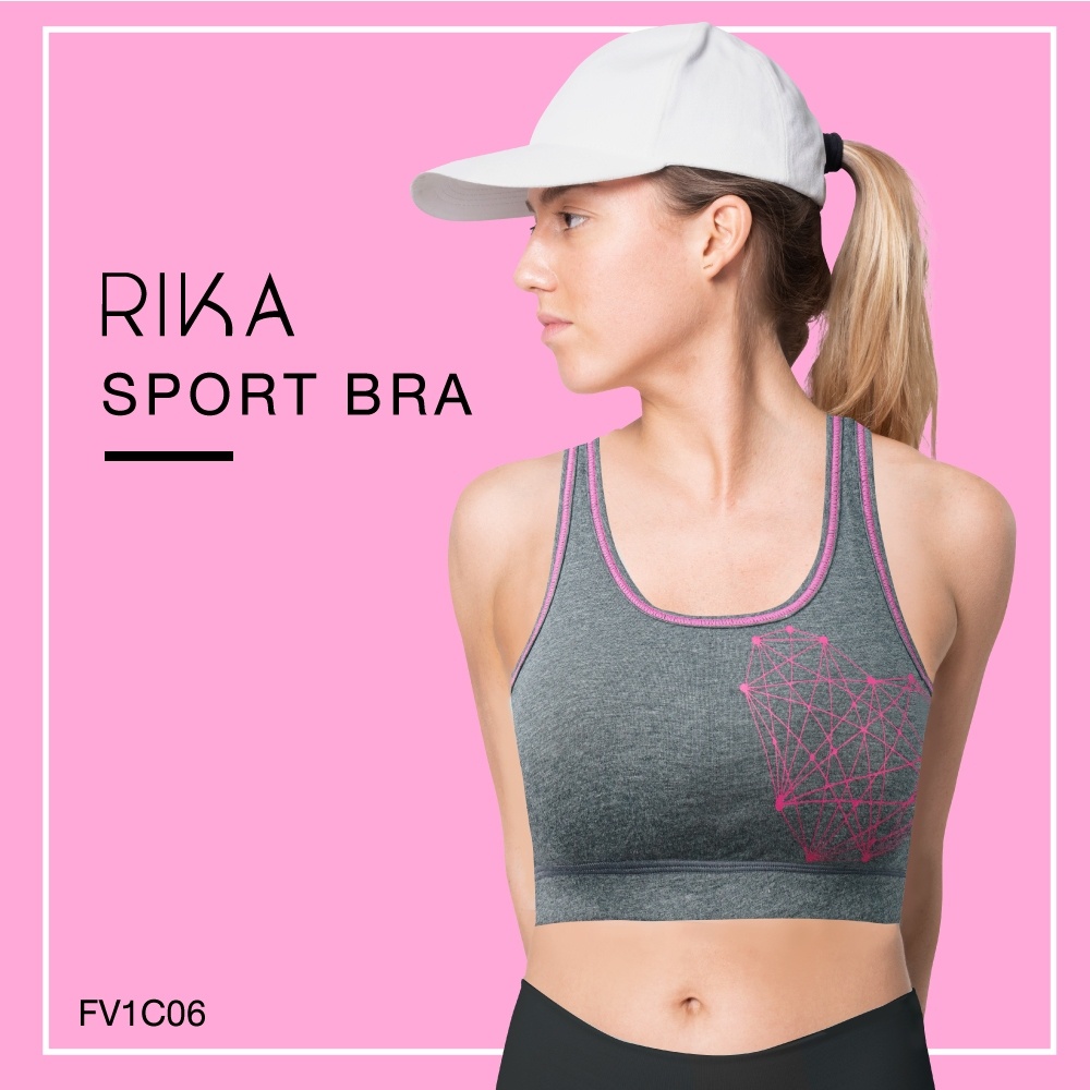 RIKA set Sport Bra  FV1C06 สปอร์ตบราไร้โครง   ผ้าคอตตอนนุ่มยืด บราเสริมฟองน้ำ ฟองน้ำสอด ใส่สบาย