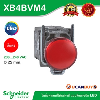 Schneider XB4BVM4 ไพล็อทแลมป์ไฟแสดงสี แบบสีแดงชนิด LED ใช้กับไฟ 220/240 VAC วัสดุตัวฐานเป็นอลูมิเนียม