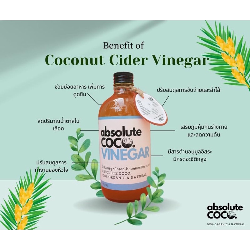 น้ำส้มสายชูหมักจากช่อดอกมะพร้าว Coconut Cider Vinegar