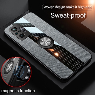 Ready 2021 เคสโทรศัพท์ Xiaomi Redmi Note 10 Pro 4G 9T 9C 9A 9 Case Finger Ring Holder Fabric Cloth Cover เคส Redim Note10 10Pro Phone Casing