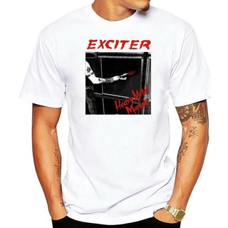 เสื้อยืดผ้าฝ้าย เสื้อยืดผ้าฝ้าย คอกลม แขนยาว พิมพ์ลาย EXCITER HEAVY METAL MANIAC83 สีดํา