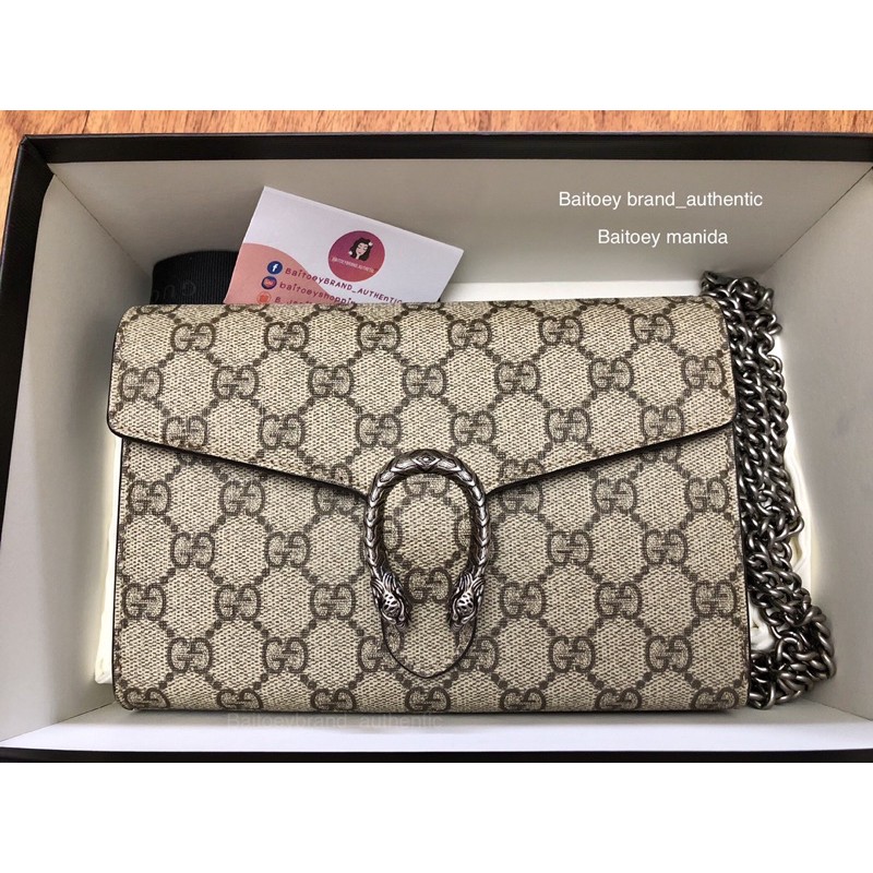 (used Very liked new ) Gucci Dionysus GG Supreme chain wallet (Gucci WOC) ปี20 ออกช็อปไทย