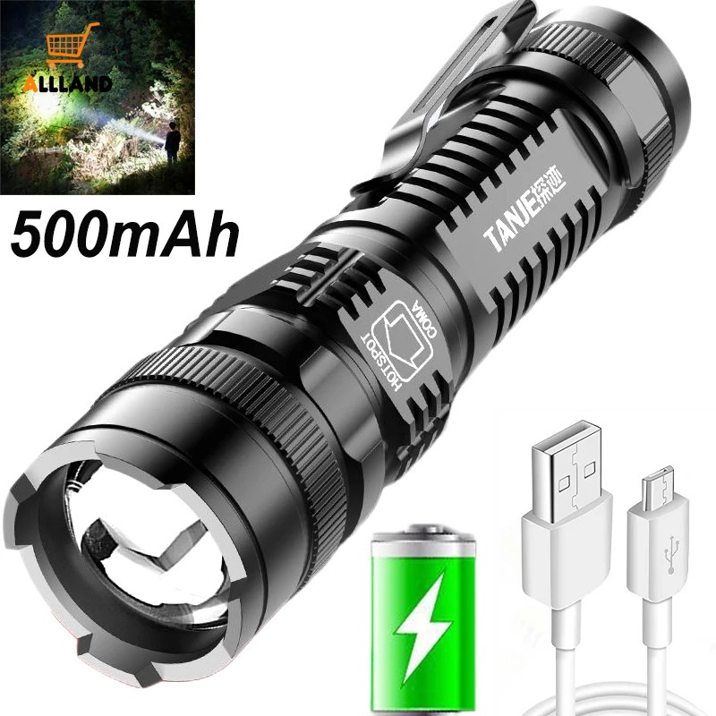 ไฟฉาย Led ขนาดเล็ก ที่แข็งแกร่ง / ไฟฉายกันน้ํา แบบชาร์จ USB สําหรับตั้งแคมป์กลางแจ้ง ตกปลา เดินป่า ราคา ถูกที่สุด ดีลบีเคเค