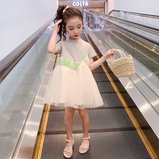 🎐Mykids🎁ชุดเด็กผู้หญิง 2021 ใหม่ ชุดเจ้าหญิงเด็ก กระโปรงตาข่ายเย็บเด็กโต