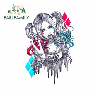 Earlfamily สติกเกอร์ ลายการ์ตูน Harley Quinn ป้องกันรอยขีดข่วน ขนาด 13 ซม. DIY สําหรับติดตกแต่งรถยนต์ รถจักรยานยนต์