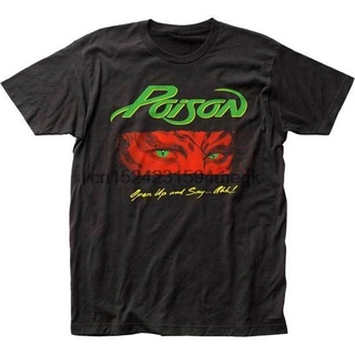 [S-5XL]Poison - เปิดขึ้นและพูด ...อ่า เสื้อยืดผ้าฝ้าย 100% พิมพ์ลาย Glam Metal LHZY