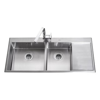 BUILT-IN SINK WITH 2 BOWLS &amp; 1 DRAINER MEX SCD1202 STAINLESS ซิงค์ฝัง 2หลุม 1ที่พัก MEX SCD1202 สเตนเลส อ่างล้างจานฝัง อ