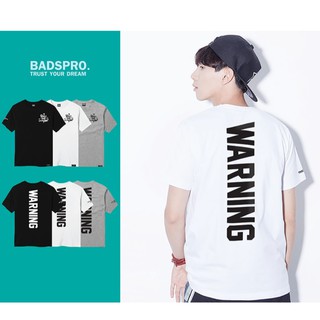 เสื้อยืดลาย แนวสตรีท  รุ่น Warning ดำ ขาว เทา ( ลิขสิทธิ์แท้ ) แขนสั้น เสื้อยืดชาย หญิง M L XL 2XL  TS