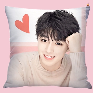 Tfboys Wang Junkai Signature Pillow Cover with the Same Type of Surrounding DIY to Customize Birthday Gift Pillow Simple Home Cushion Cover Pillow Cover Waist Pillow Office Advertising Pillow Pillow Home Fabric Printing Pillow Cover