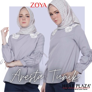 เสื้อท็อป ผ้าฝ้าย สีเทาเข้ม ลาย Zoya Tunic Zoya ARESTA BLOUSE