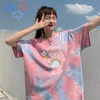 &lt;💜พร้อมส่ง🧡 &gt; เสื้อยืดมัดย้อมน้องหมีแคร์แบ