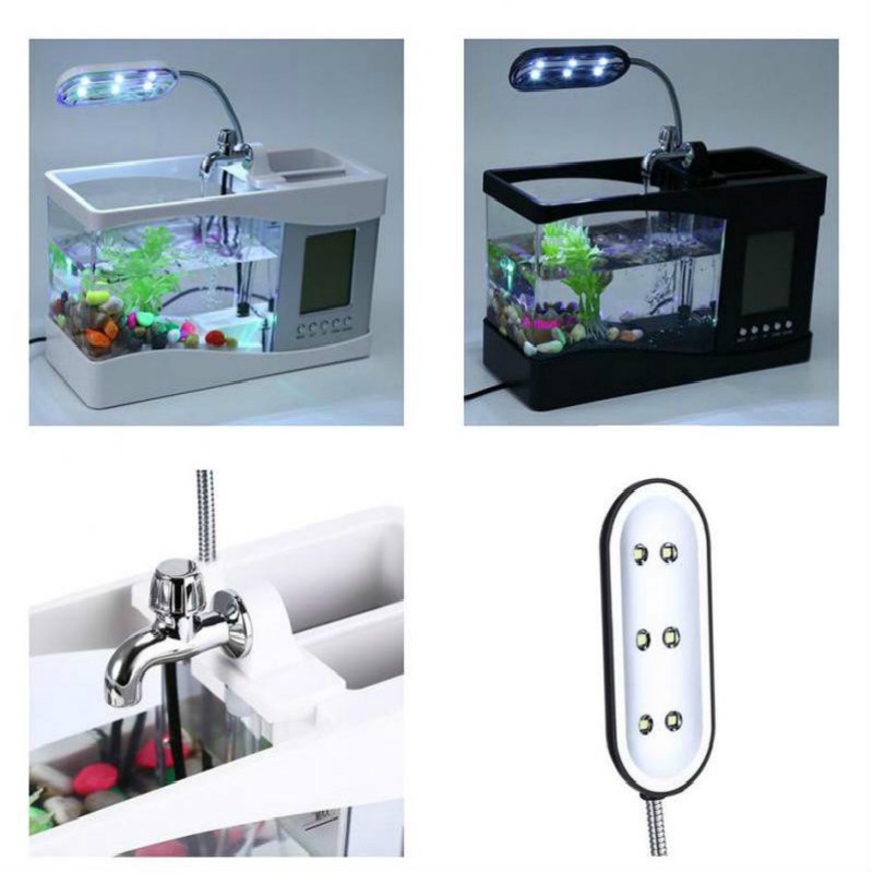 USB Mini Aquarium Desktop Fish Tank Electronic LED Fish Bowl j5TN ...